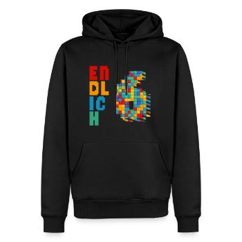Endlich 6 Baustein - Männer Premium Bio Hoodie - Schwarz - Vorne - Nico (187cm)