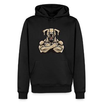 Labrador Dog Muscles Bodybuilding - Men’s Premium Organic Hoodie - black - Front - Nico (187cm)