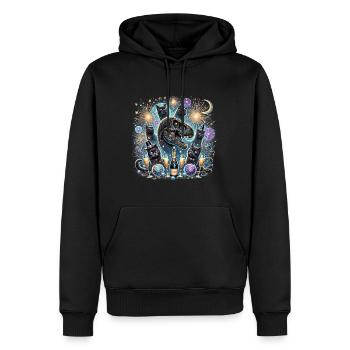T-Rex-Dino mit Katzen Neues Jahr - Männer Premium Bio Hoodie - Schwarz - Vorne - Nico (187cm)