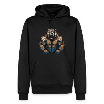 Bête grizzli - Sweat à capuche Premium bio Homme - noir - Devant - Nico (187cm)