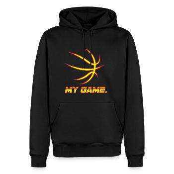 Basket-ball! BBall! Streetball! NBA! Cour! - Sweat à capuche Premium bio Homme - noir - Devant - Nico (187cm)