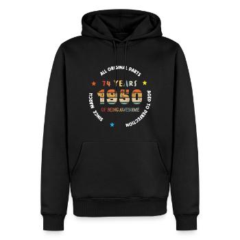74 Years Old Made In 1950 Vintage March 1950 - Sweat à capuche Premium bio Homme - noir - Devant - Nico (187cm)
