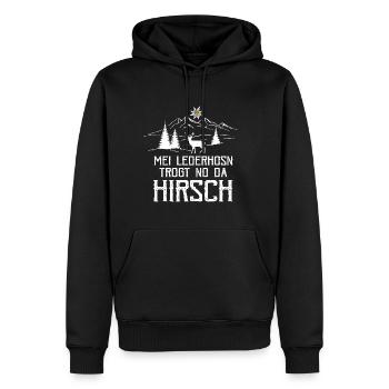 Mei Lederhosn trogt no da deer costume - Men’s Premium Organic Hoodie - black - Front - Nico (187cm)