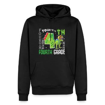T-Rex Dino de 4e année - Sweat à capuche Premium bio Homme - noir - Devant - Nico (187cm)