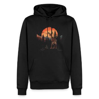 Rehkitz Hirsch Wald Reh Natur Sunset - Männer Premium Bio Hoodie - Schwarz - Vorne - Nico (187cm)