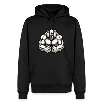 Ours polaire Muscles Musculation Ours polaire - Sweat à capuche Premium bio Homme - noir - Devant - Nico (187cm)