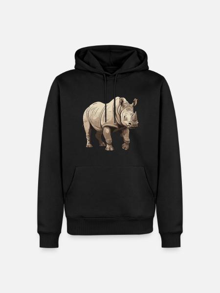 Nashorn Tier - Männer Premium Bio Hoodie - Schwarz