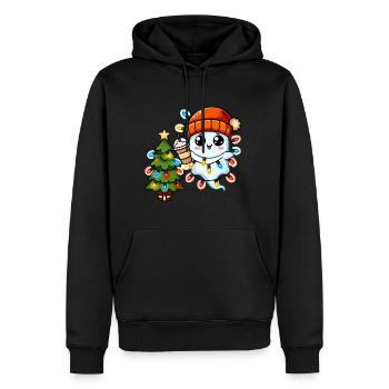 Weihnachtsgeist Lichterkette Weihnachtsbaum - Männer Premium Bio Hoodie - Schwarz - Vorne - Nico (187cm)