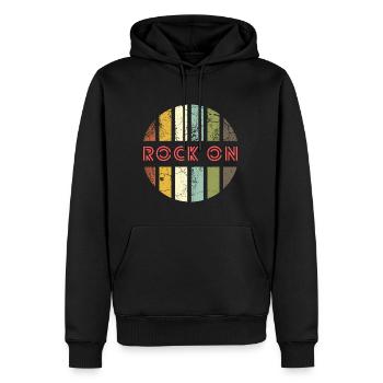 Rock On - Musiciens vintage - Sweat à capuche Premium bio Homme - noir - Devant - Nico (187cm)