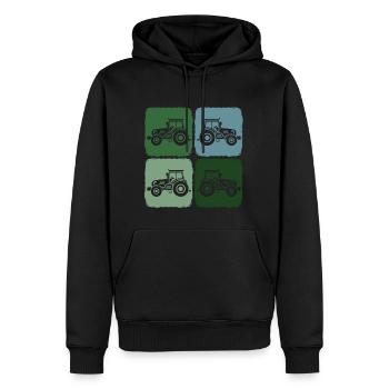 Tracteur Rétro Tracteur Temps de récolte dans l’agriculture - Sweat à capuche Premium bio Homme - noir - Devant - Nico (187cm)