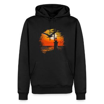 Möwe Seevogel Leuchtturm Sunset - Männer Premium Bio Hoodie - Schwarz - Vorne - Nico (187cm)