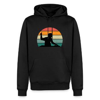 Retro DJ - Sweat à capuche Premium bio Homme - noir - Devant - Nico (187cm)