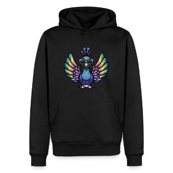 Paon oiseau animal cool - Sweat à capuche Premium bio Homme - noir - Devant - Nico (187cm)