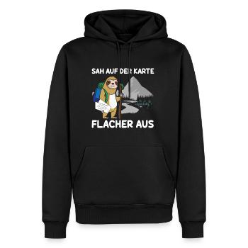 Sah Auf Der Karte Flacher Aus Faultier - Männer Premium Bio Hoodie - Schwarz - Vorne - Nico (187cm)