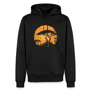 Meerkat Mongoose Africa Sunset Mongoose - Men’s Premium Organic Hoodie - black - Front - Nico (187cm)