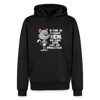 Bevor Du Fragst Nein Keine Lust Auf Smalltalk - Männer Premium Bio Hoodie - Schwarz - Vorne - Nico (187cm)