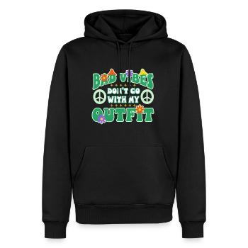 Bad vibes don’t go with my outfit - Männer Premium Bio Hoodie - Schwarz - Vorne - Nico (187cm)