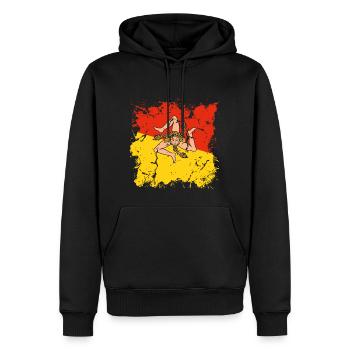 Drapeau de la Sicile Italie Palerme Trinacria Italia - Sweat à capuche Premium bio Homme - noir - Devant - Nico (187cm)