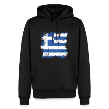 Grèce Drapeau Hellas Athènes Drapeau grec - Sweat à capuche Premium bio Homme - noir - Devant - Nico (187cm)
