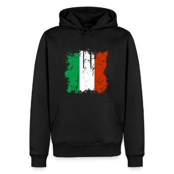 Italie Drapeau Vintage Drapeau Italien Occasion Look - Sweat à capuche Premium bio Homme - noir - Devant - Nico (187cm)