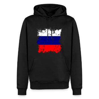 Drapeau de russie Vintage Drapeau russe d’occasion Look - Sweat à capuche Premium bio Homme - noir - Devant - Nico (187cm)
