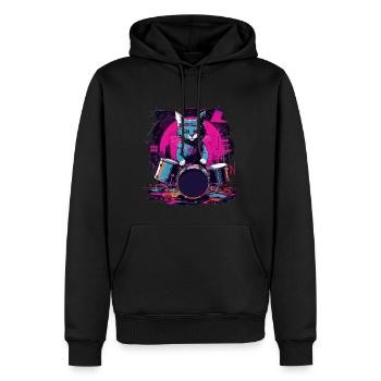 Katze Schlagzeuger Musik Tier Schlagzeug Wild Cat - Männer Premium Bio Hoodie - Schwarz - Vorne - Nico (187cm)