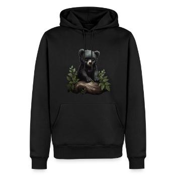 Ours noir américain Bébé ours Animal Nature - Sweat à capuche Premium bio Homme - noir - Devant - Nico (187cm)