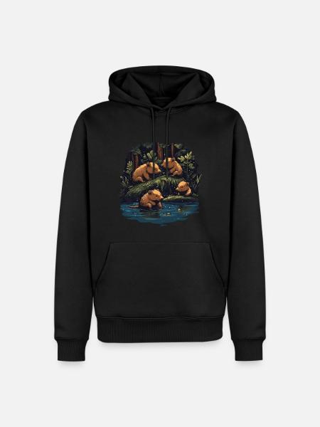 Capybaras Wasserschwein - Männer Premium Bio Hoodie - Schwarz