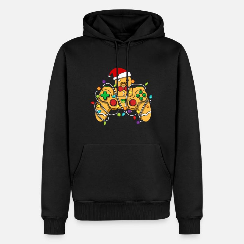 Christmas Gaming Controller Gingerbread - Männer Premium Bio Hoodie - Schwarz