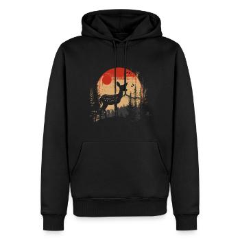 Rehkitz Hirsch Wald Reh Natur Sunset - Männer Premium Bio Hoodie - Schwarz - Vorne - Nico (187cm)