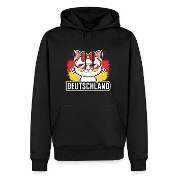 Deutschland Katze Fußball Katzenliebhaber - Männer Premium Bio Hoodie - Schwarz - Vorne - Nico (187cm)