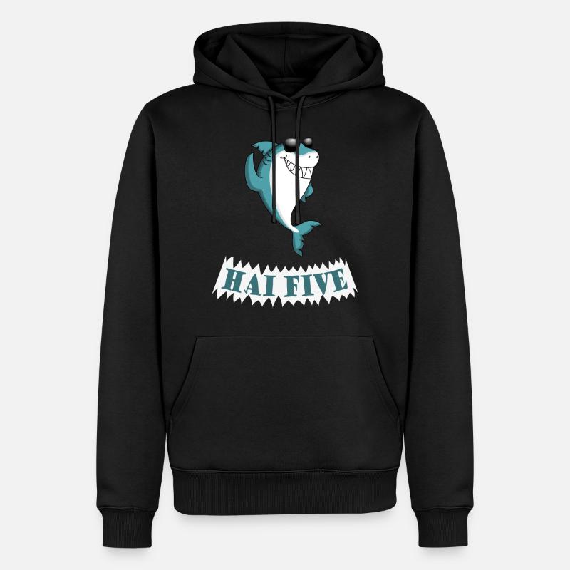 Haifisch High Five oder in dem Fall: HAI FIVE! - Männer Premium Bio Hoodie - Schwarz