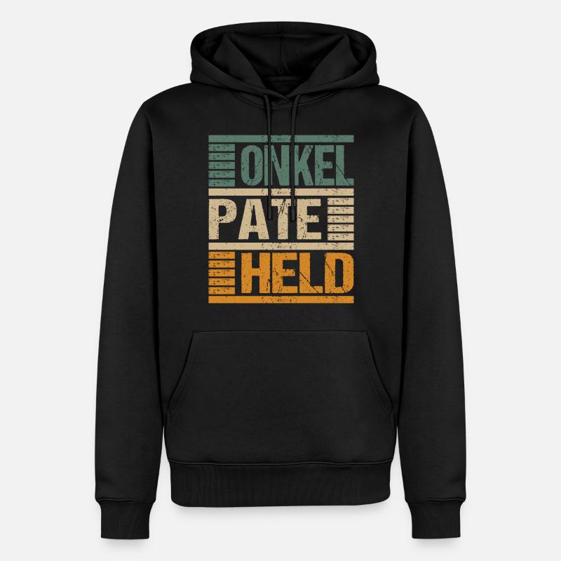 Onkel Pate Held - Männer Premium Bio Hoodie - Schwarz