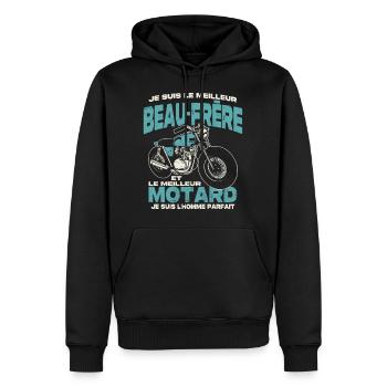 Le meilleur beau-frère et le meilleur motard - Sweat à capuche Premium bio Homme - noir - Devant - Nico (187cm)