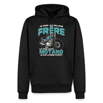 Le meilleur frère et le meilleur motard - Sweat à capuche Premium bio Homme - noir - Devant - Nico (187cm)