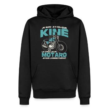 Le meilleur kiné et le meilleur motard - Sweat à capuche Premium bio Homme - noir - Devant - Nico (187cm)