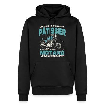 Le meilleur pâtissier et le meilleur motard - Sweat à capuche Premium bio Homme - noir - Devant - Nico (187cm)