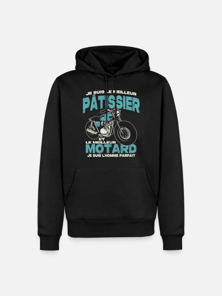 Le meilleur pâtissier et le meilleur motard - Sweat à capuche Premium bio Homme - noir
