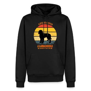 Life Is Good A Labradoodle Makes It Better - Männer Premium Bio Hoodie - Schwarz - Vorne - Nico (187cm)