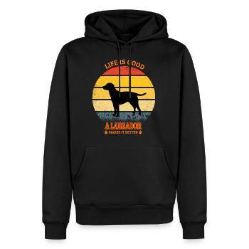 Life Is Good A Labrador Makes It Better - Männer Premium Bio Hoodie - Schwarz - Vorne - Nico (187cm)