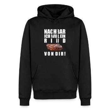 Nachbar, ich will ein Rind von dir - Männer Premium Bio Hoodie - Schwarz - Vorne - Nico (187cm)