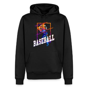 Joueur de baseball Vintage Coloré - Sweat à capuche Premium bio Homme - noir - Devant - Nico (187cm)