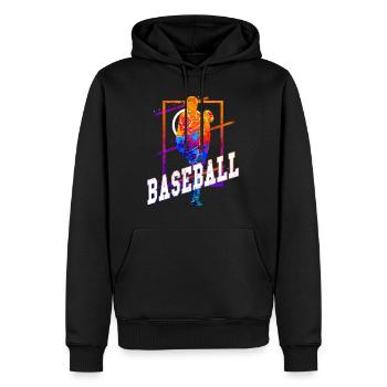 Joueur de baseball Vintage Coloré - Sweat à capuche Premium bio Homme - noir - Devant - Nico (187cm)