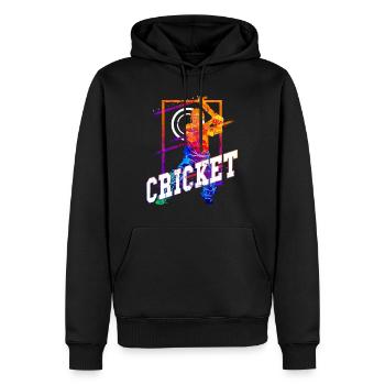 Cricket Cricketspieler Schlagmann Team Sport Bunt - Männer Premium Bio Hoodie - Schwarz - Vorne - Nico (187cm)