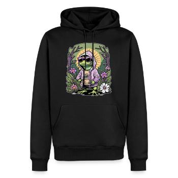 Rapper-Frosch - Männer Premium Bio Hoodie - Schwarz - Vorne - Nico (187cm)