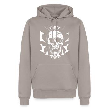 Horror Schädel Schädel Kunst Schädel Gothic Heavy Metal - Männer Premium Bio Hoodie - Taupe - Vorne - Nico (187cm)