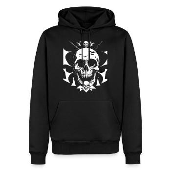 Horreur Crâne Crâne Art Crâne Gothique Heavy Metal - Sweat à capuche Premium bio Homme - noir - Devant - Nico (187cm)