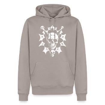 Horror Skull Skull Art Skull Gothic Heavy Metal - Men’s Premium Organic Hoodie - taupe - Front - Nico (187cm)