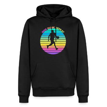 Basketball, Sports, Rétro, Cadeau, Athlète - Sweat à capuche Premium bio Homme - noir - Devant - Nico (187cm)