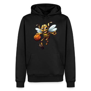 Lachende Basketball Biene - Männer Premium Bio Hoodie - Schwarz - Vorne - Nico (187cm)